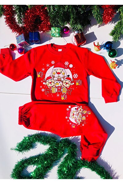 MUSCO Children's Christmas Suit 3D Printed Red Unisex Christmas Christmas Suit