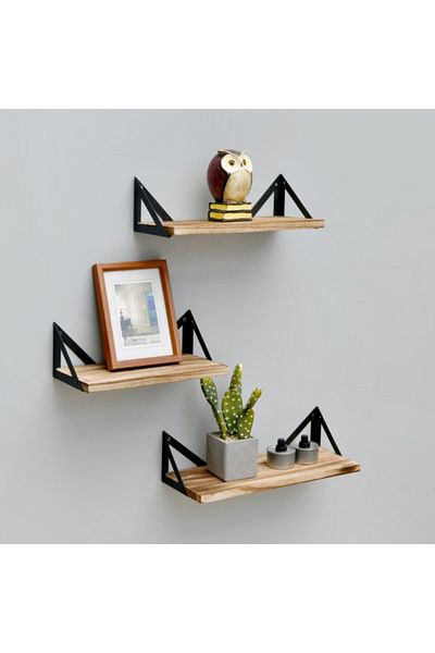 HONEYBEE 3-Piece High Quality Rustic Wood Floating Wall Shelf Set