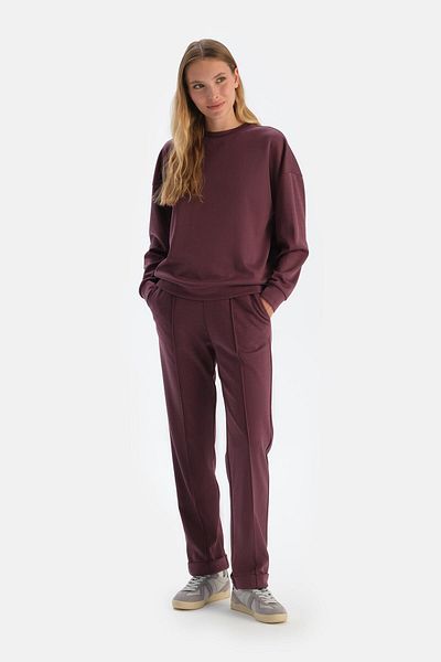 Dagi Pantaloni modal cu nervuri duble de prune