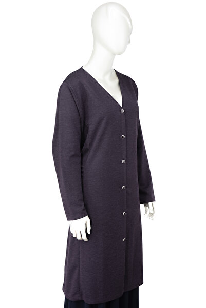 Oppland Kadın Kışlık Anne Uzun Hırka Ecrin Örme Önü Düğmeli Çift Cepli Likralı V Yaka Deniz Model