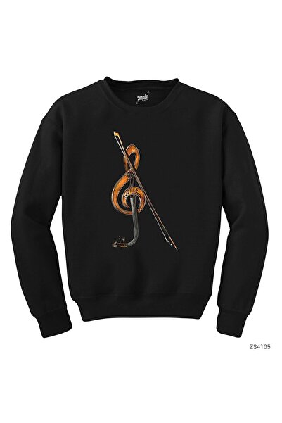 WAKHA سويت شيرت أسود للمفتاح الأيسر والكمان