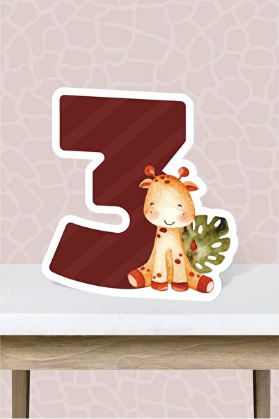 neşeli günlerim Tablă cu cifre cu tematică Safari Pastel - 3 ani (40 CM)