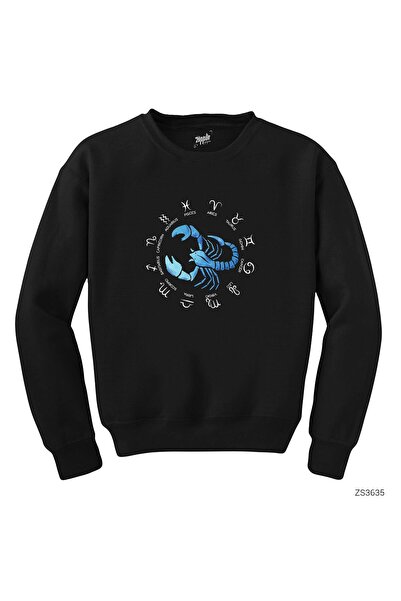 WAKHA سويت شيرت أسود عصري من برج العقرب