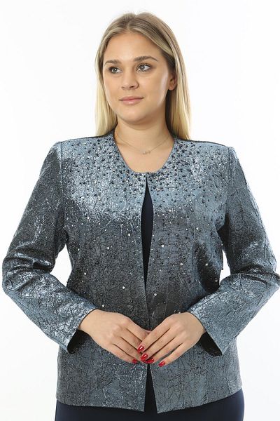 Ladies First Plus Size 3851 Navy Blue Jacket+Blouse Set