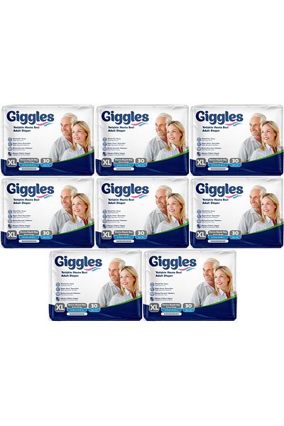 giggles Extra Large Adult Diapers - Textile Surface, Waistband, 240 Pieces (XL)