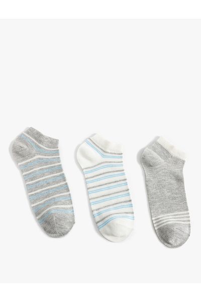 Koton Colorful Stripe Patterned 3-Piece Booties Socks Set