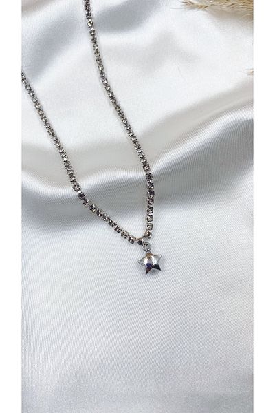 Eylülün Takısı Silver Color Stone Chain Star Necklace