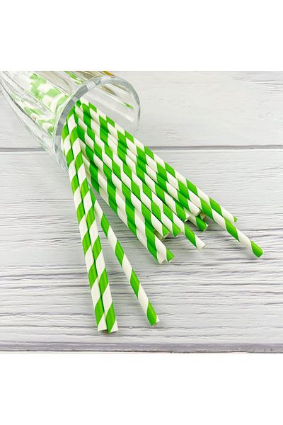 3B Trend Green and White Paper Straws - Pack of 25