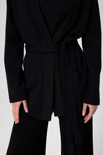 Mısırlı Cardigan negru pentru femei cu buzunare dublu