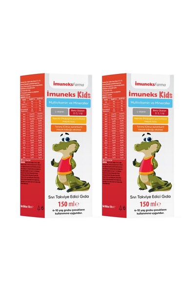 Imuneks İmuneks Farma Kids Multi Vitamin Ve Mineraller İçeren Sıvı Takviye Edici Gıda 150 ml x 2 Adet