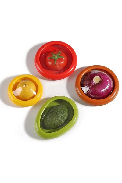 valletta Nabunaga 4 Pieces Food and Fruit Storage Container Avocado Preservative and Tomato, Lemon Storage Container