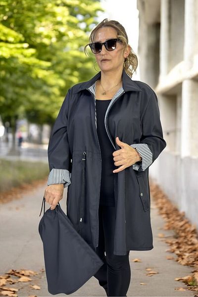 yagmurberen Trenci cu mâneci pliabile, detașabil, cu glugă, țesătură lipită, mărime medie, mărime extra mare