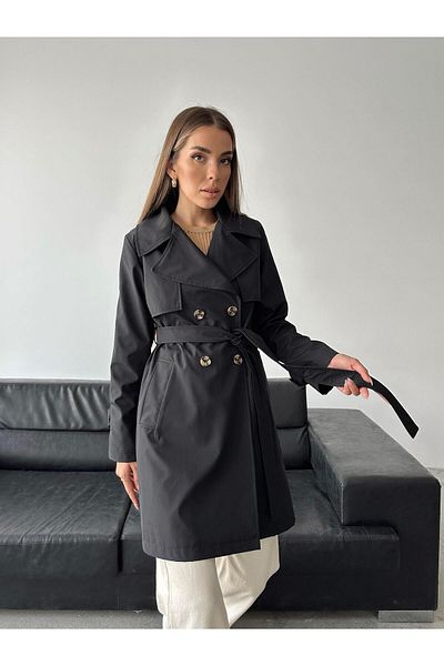 mydukkan.co Black Alba Trench Coat - Tie Waist