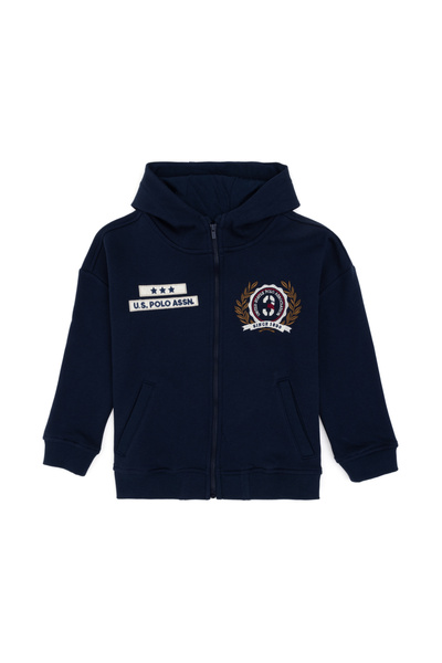 U.S. Polo Assn. سويت شيرت بغطاء للرأس للأولاد باللون الأزرق الداكن بسحاب 5029...