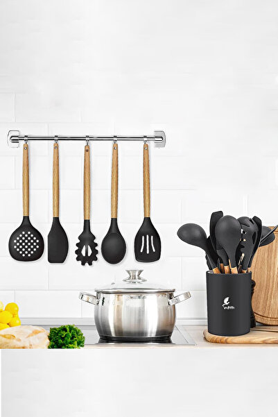 valletta Marselis Heat Resistant Fireproof Nonstick 35 Pieces Silicone Spatula Kitchenware Set Black