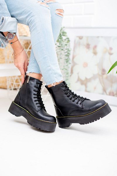 Moda Değirmeni Жіночі чоботи з чорної шкіри Md10251160001