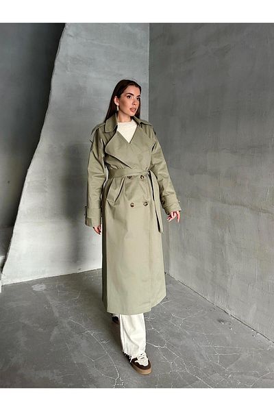 mydukkan.co Khaki Green Belted Trench Coat