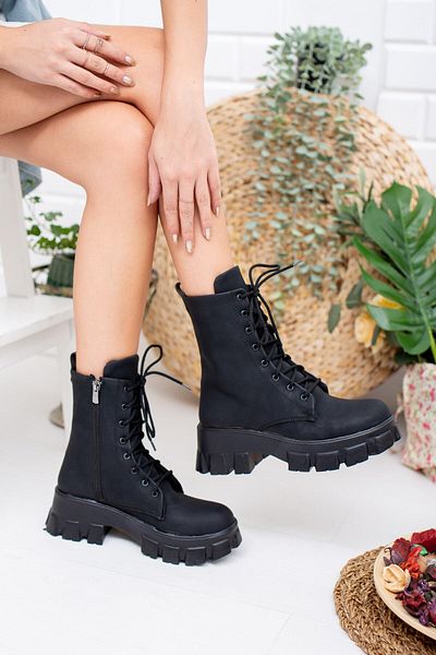Moda Değirmeni Smaragdschwarze Damenstiefel - Bg1001-116-0002