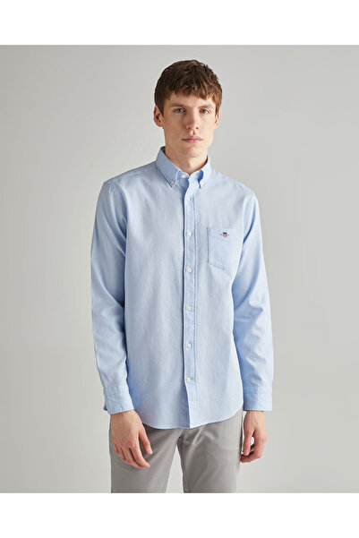 Gant Erkek Mavi Regular Fit Düğmeli Yaka Gömlek