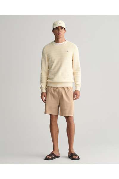 Gant Erkek Krem Regular Fit Bisiklet Yaka Kazak