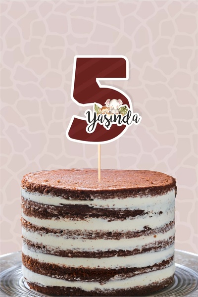 neşeli günlerim Safari Pastel 5 ετών (πέντε) Στολίδι Τούρτας *χοντρό χαρτί