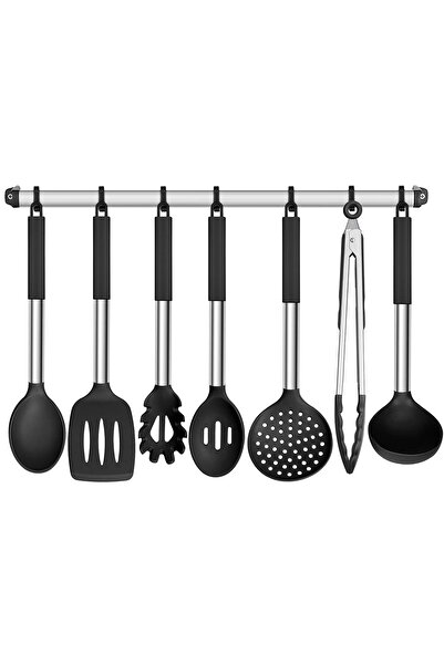 valletta 7-Piece Molican Serving Set - Heat-Resistant, Fireproof and Non-Stick Black Silicone
