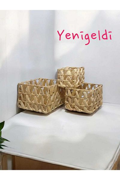 Yenigeldi Комплект от 3 плетени кошници за организиране и съхранение yen2400233