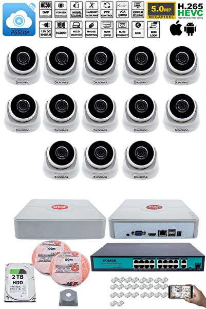 Kadraj 13 Kameralı IP Dome Güvenlik Kamerası Seti | 4MP Ultra HD, 30m Gece Gö...