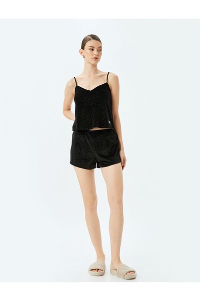 Koton Glitzerndes Pyjama-Oberteil mit dünnen Trägern