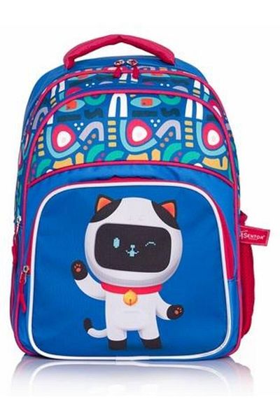 Sentor Snılk22-09e Geantă pentru școală Robot Cat Blueilk