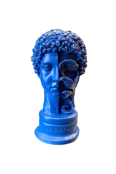 Nonno dekor Hermess, Büst Biblo, Heykel, Çizgili Büst, Çiçekli Biblo Büst