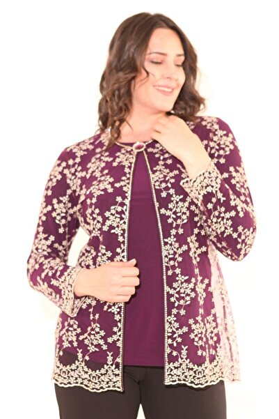 Ladies First Büyük Beden 2671 Patlıcan Ikili Takım