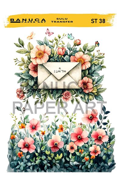 Banuca Paper Art ST38 مغلف بنمط زهرة رومانسية مع نقل أرضية مفتوحة مائية مقاس ...