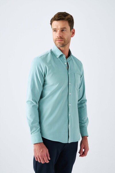 Paşahan Ανδρικό πουκάμισο Comfort Fit από 100% βαμβάκι με βελούδινη λεπτομέρεια κεντήματος και τσέπες