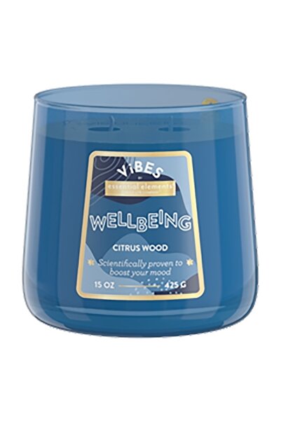 Candle-Lite شمعة عطرية من Vibes Welbeing ذات فتلتين برائحة الحمضيات والخشب بس...