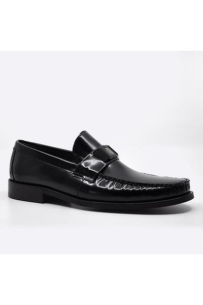 Fosco Black Genuine Leather Men's Casual Shoes - 3100 300