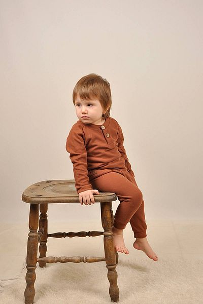Peki Add 5 Pay 4 Kids Waffle Cotton Leather Set - Gift with Wooden Buttons 15017