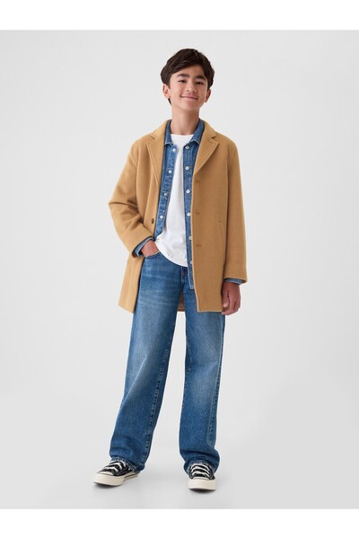 GAP Erkek Çocuk Kahverengi Yün Karışımlı Uzun Kaban