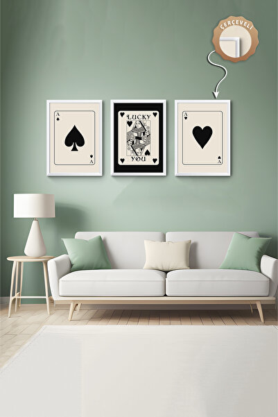 Generic Brand Pictură decorativă din 3 piese, cu cadru din lemn, pictură abst...