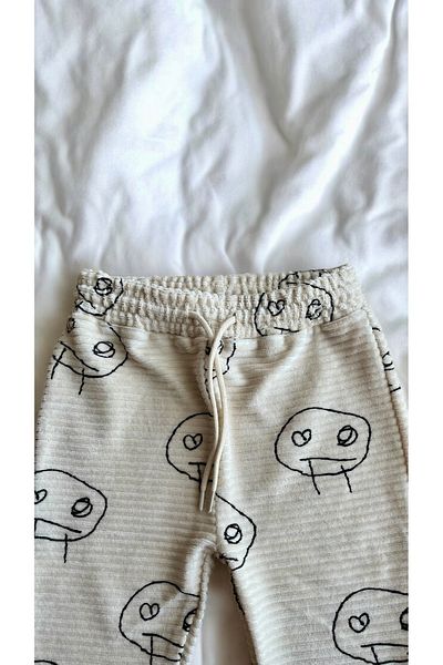 DİVİSTA Unisex Children's Ecru Elastic Waist Trousers