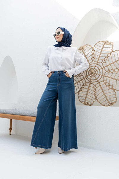 Neways 1162-Denim Pantolon Etek Koyu Mavi