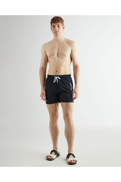 Gant Erkek Siyah Regular Fit Logolu Mayo Şort