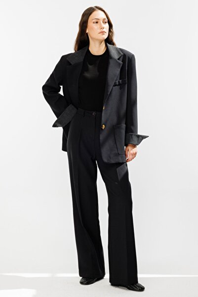 Hooopstore Μαύρο παντελόνι Palazzo - Λεπτομέρεια με πτυχή