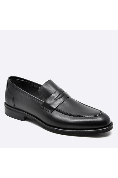 Fosco Black Genuine Leather Men's Casual Shoes - 9810
