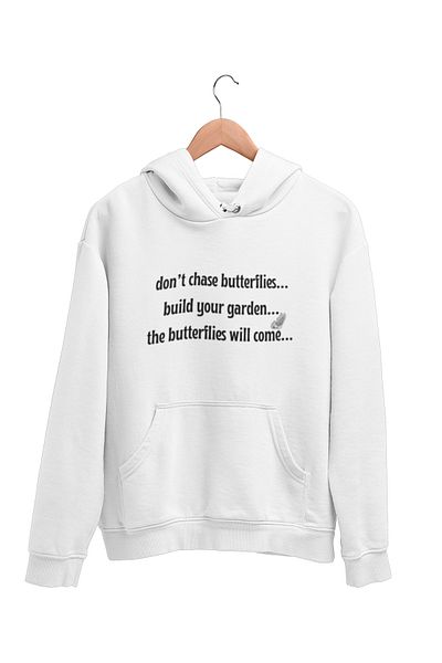 qoeuyl boutique ''...The Butterflies Will Come...'' Φούτερ με κουκούλα με κουκούλα 100% βαμβάκι με στάμπα