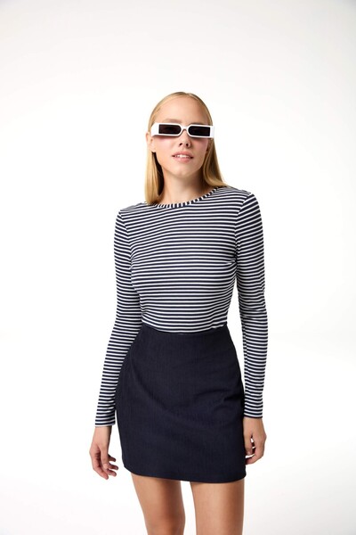 Evermade Fitilli Kadife Dokuma Mini Etek