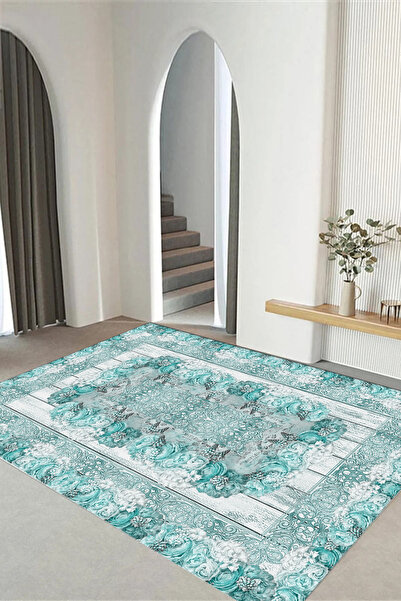 Viyana Home Dijital Kaymaz Taban Klasik Gül Desenli Yıkanabilir Yolluk Mutfak...