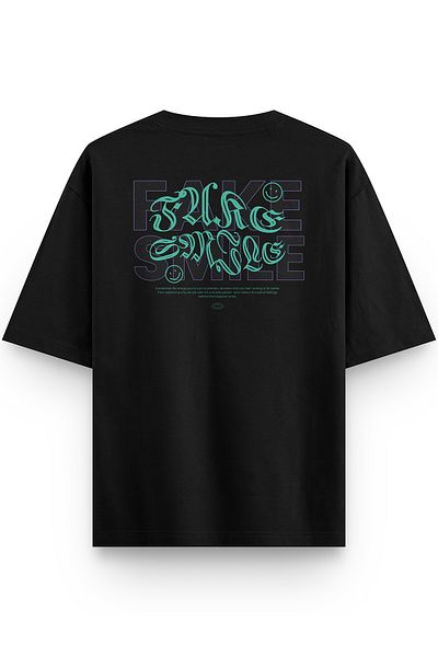 Overoz Μαύρο μπλουζάκι Unisex Oversize - Fake Smile Printed, Written, Model 1245