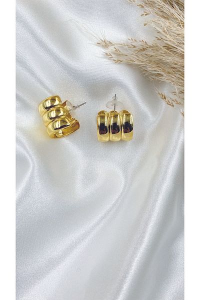 Eylülün Takısı Gold Color Triple Look Hoop Earrings