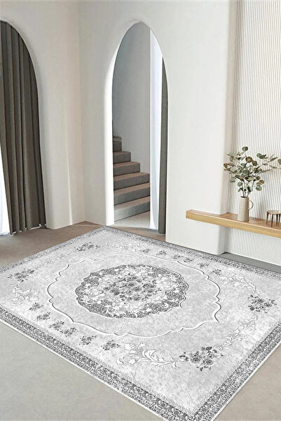 Viyana Home Dijital Kaymaz Klasik Çiçekli Göbekli Yıkanabilir Yolluk Mutfak S...